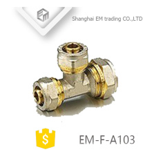 EM-F-A103 Brass Equal tee compression pipe fitting